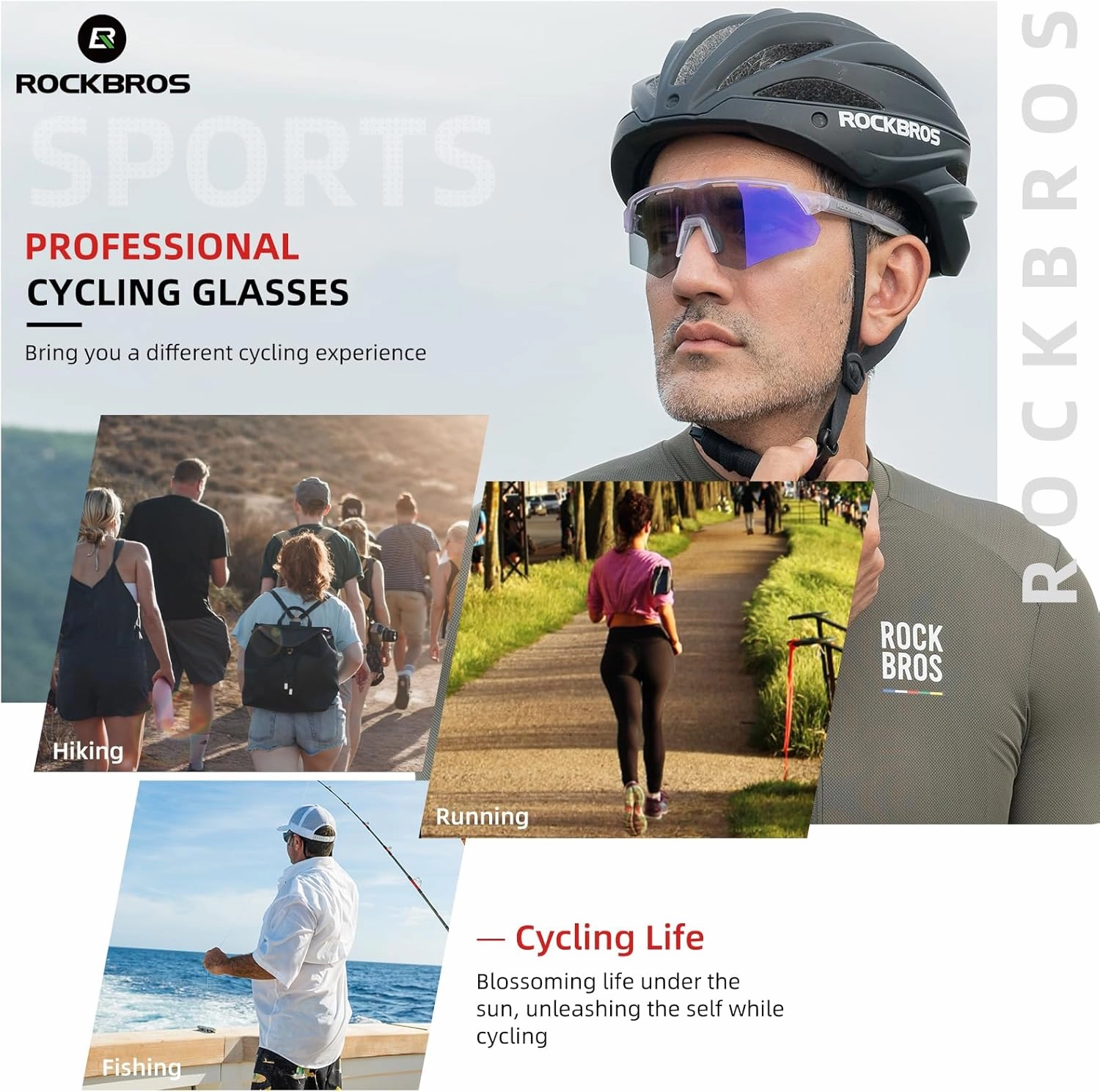 ROCKBROS Photochromic Cycling Glasses for Men Running Glasses for Women Mountain Bike Sunglasses