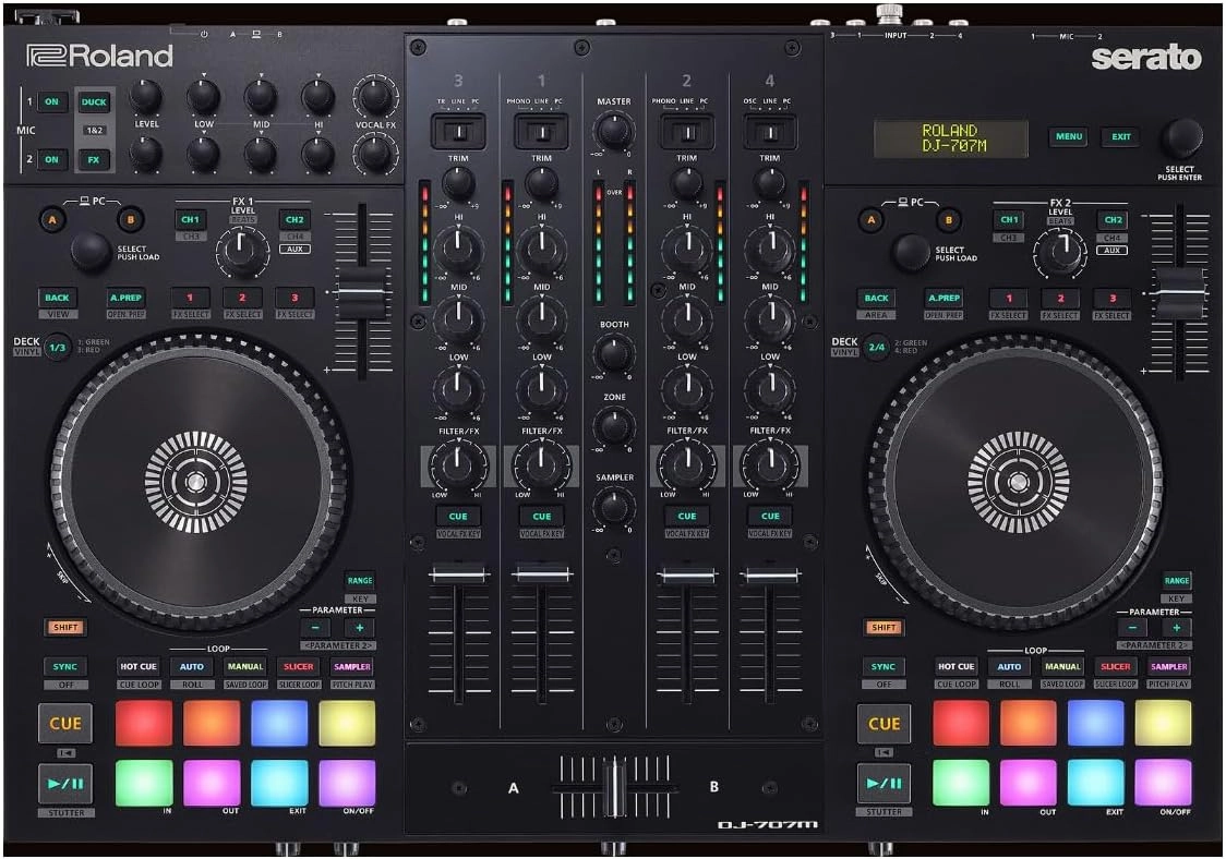Roland DJ-707M Four-Channel, Four-Deck Serato DJ Controller
