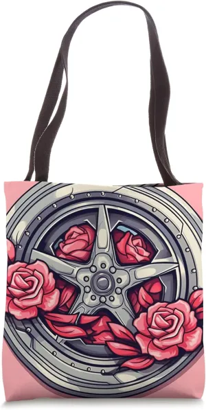 Rose Flower JDM Car Rim Tote Bag