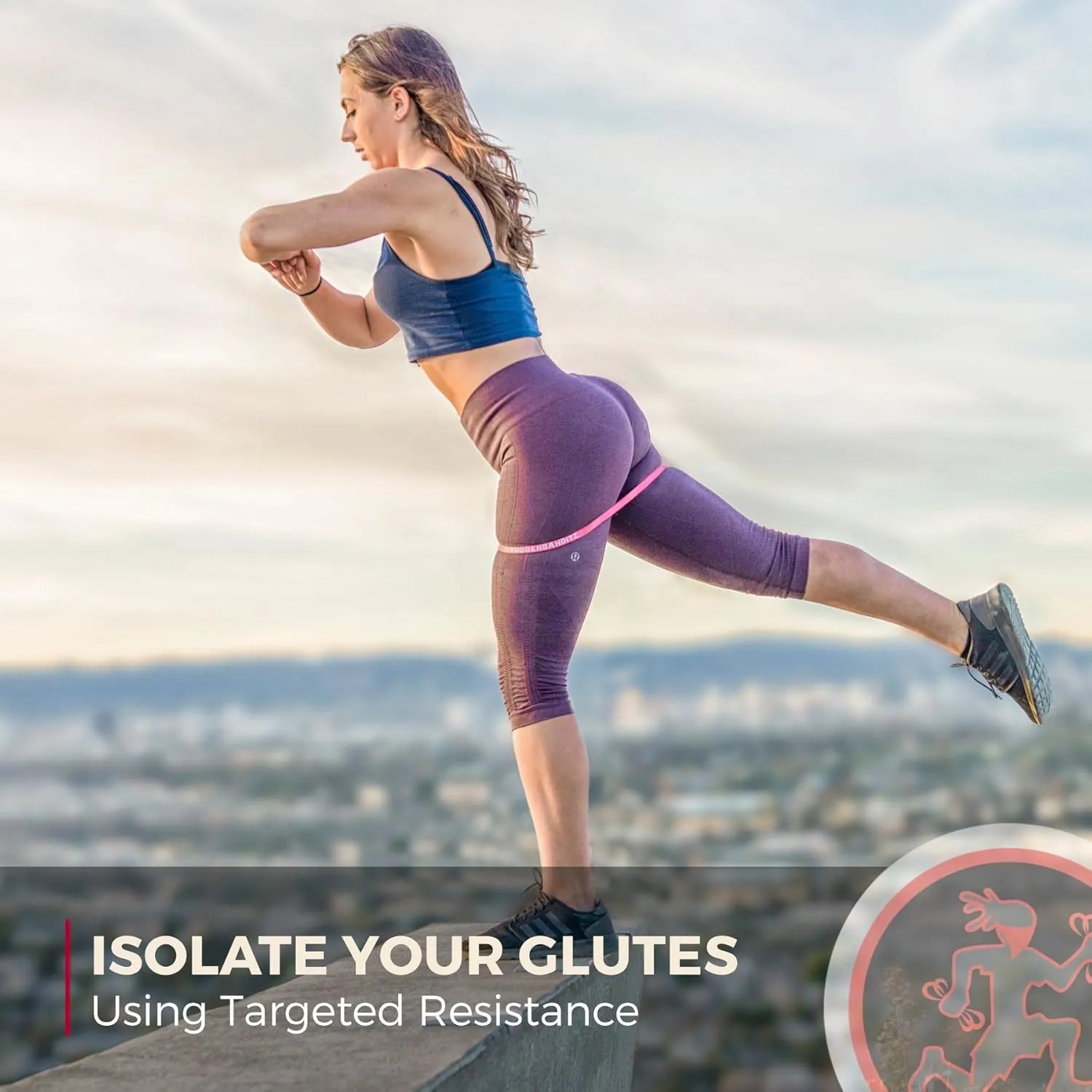 Rubberbanditz Extra Thick Booty Bands - for Glutes and Legs Workouts - Includes eGuide for Women - Mini Loop Exercise Band Engages HIPS, Thighs, Butt, and Abs - 5 Mini Resistance Band Sizes 5-100 lbs
