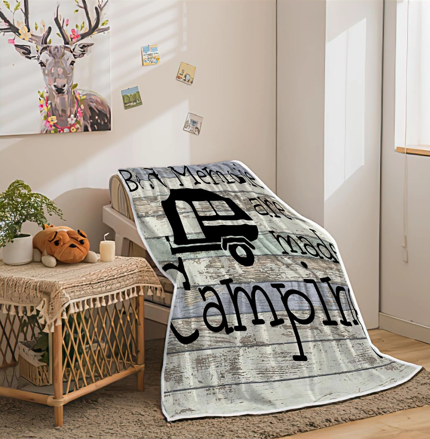 RV Throw Blanket, Camping Lovers Gift Ideas for Men or Woman, Super Soft Flannel Blankets Gifts for Bed Camper Outdoor, Campsite Outdoors RV Travel Hiking Sofa Couch Throw Blanket