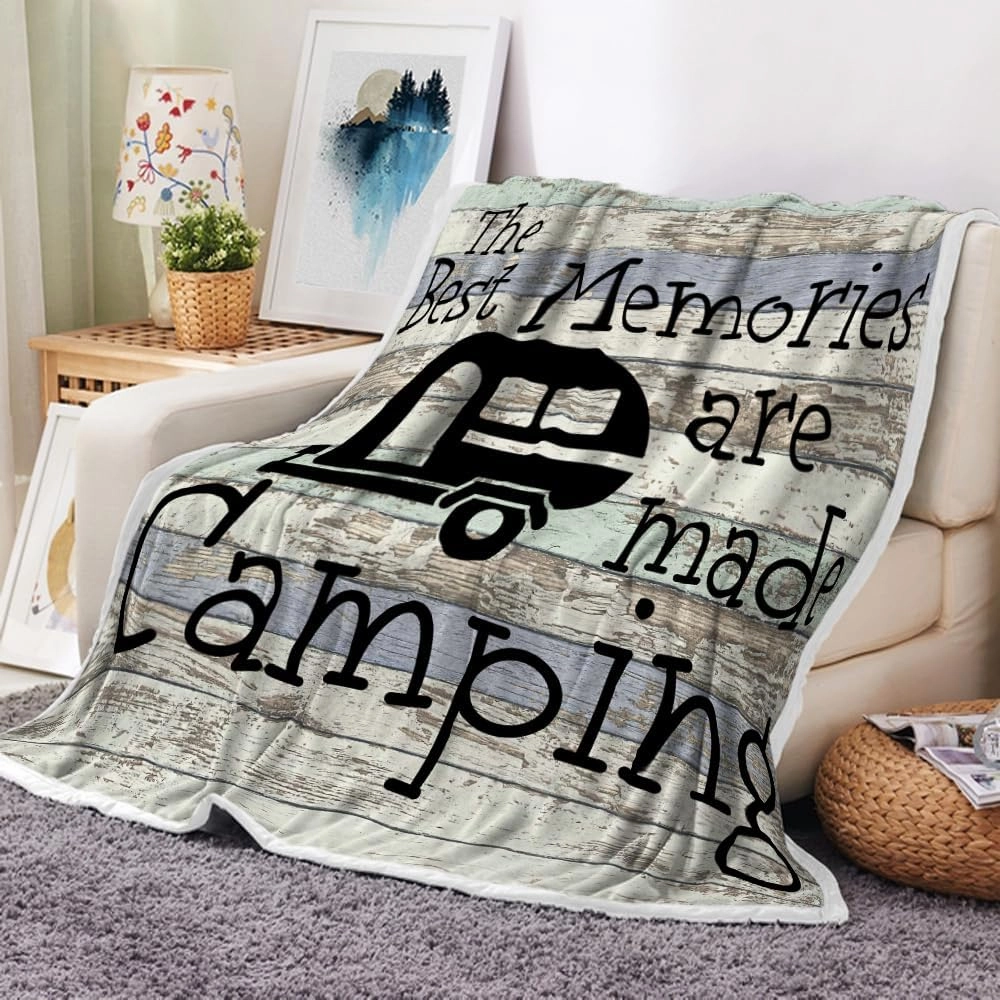 RV Throw Blanket, Camping Lovers Gift Ideas for Men or Woman, Super Soft Flannel Blankets Gifts for Bed Camper Outdoor, Campsite Outdoors RV Travel Hiking Sofa Couch Throw Blanket