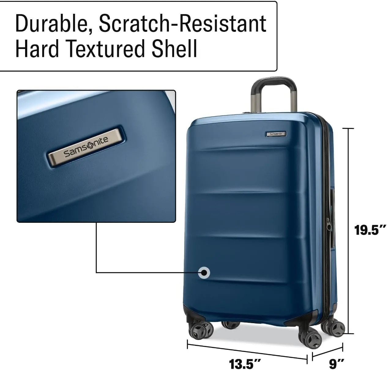 Samsonite Octiv Lightweight Hardshell 20-Inch Carry-On Luggage - Durable & Impact Resistant, 360° Aero Trac Spinner Wheels, Adjustable Telescopic Handle, Expandable Suitcase, TSA Approved Lock - Blue