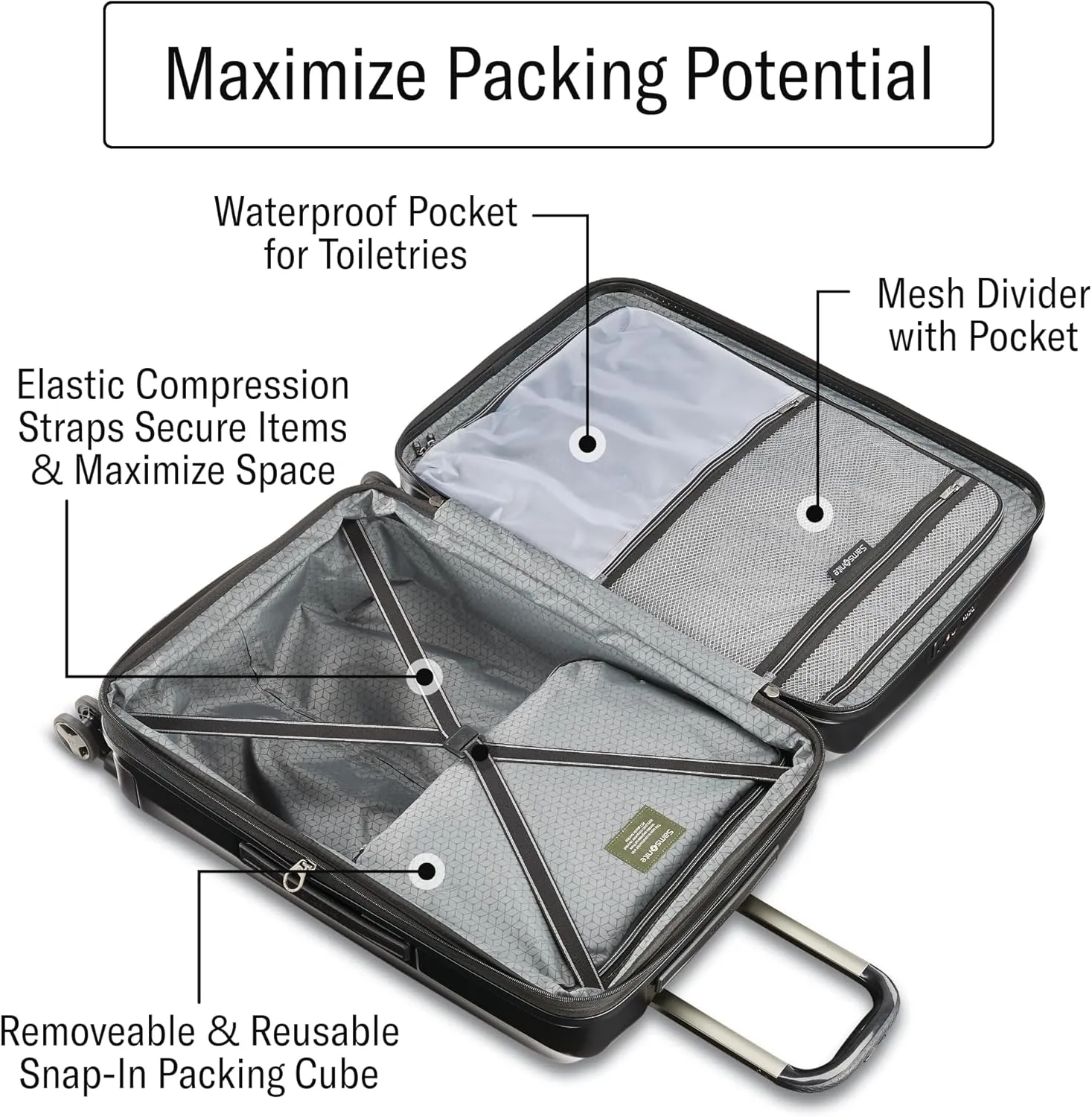 Samsonite Octiv Lightweight Hardshell 28-Inch Large Checked Luggage - Durable & Impact Resistant, 360° Aero Trac Spinner Wheels, Adjustable Telescopic Handle, Expandable, TSA Approved Lock - Silver
