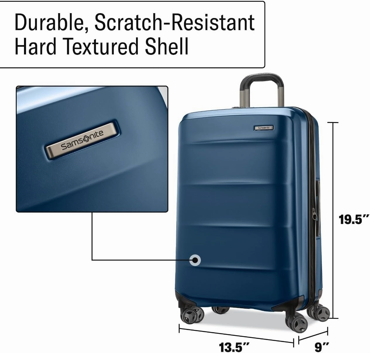 Samsonite Octiv Lightweight Hardshell 20-Inch Carry-On Luggage - Durable & Impact Resistant, 360° Aero Trac Spinner Wheels, Adjustable Telescopic Handle, Expandable Suitcase, TSA Approved Lock - Blue