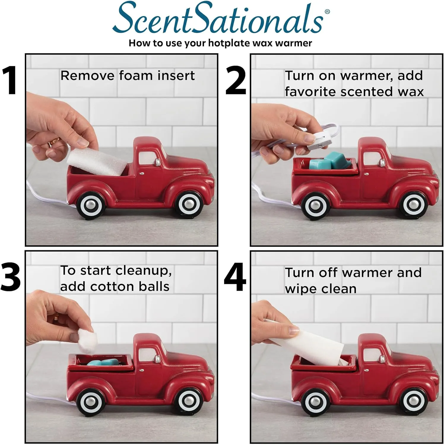 Scentsationals Christmas Wax Warmer, Wax Melt Warmer for Scented Wax Melts - Truck Collection Red Truck - Candle Wax Melter for Fragrance Cubes and Tarts