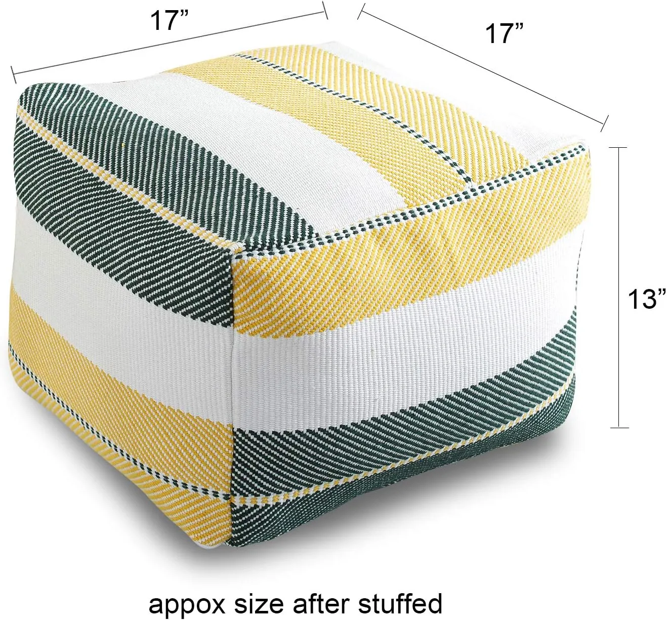 Sexysamba Unstuffed Square Pouf Cover Ottoman Bean Bag Chair Foot Stool Rest Decorative Poufs for Living Room Bedroom,Green & Yellow