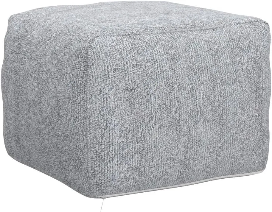 Sexysamba Unstuffed Square Pouf Cover Ottoman Bean Bag Chair Foot Stool Rest Decorative Poufs for Living Room Bedroom,Grey
