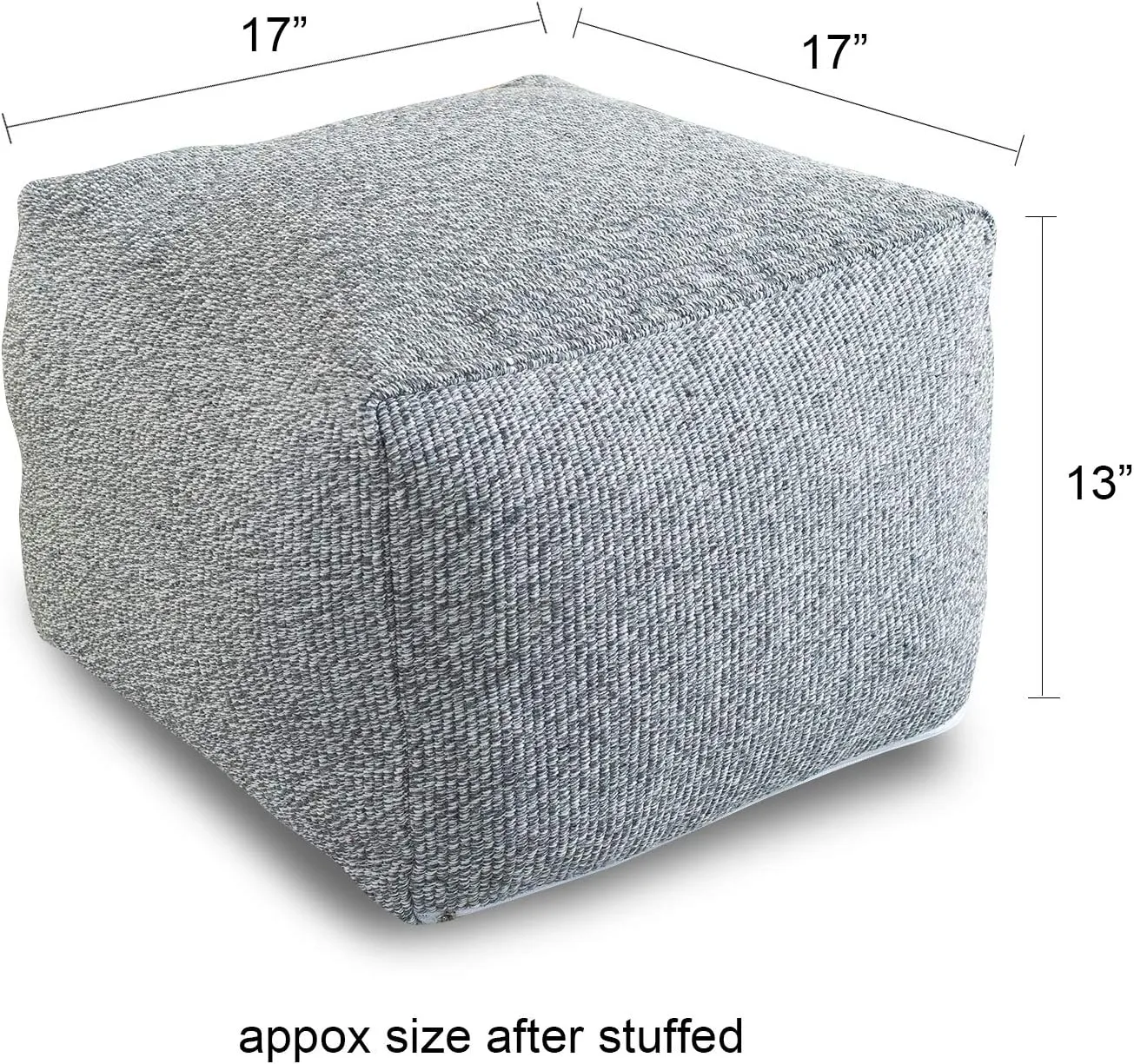 Sexysamba Unstuffed Square Pouf Cover Ottoman Bean Bag Chair Foot Stool Rest Decorative Poufs for Living Room Bedroom,Grey