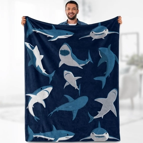 Shark Blanket Gifts for Boys Kids - Nautical Ocean Animal Soft Throw Warm Lightweight Fleece Cozy Fuzzy Blankets for Girls Men Adults Cartoon Birthday Bedroom Living Room Bed Couch Decor 60"x80"