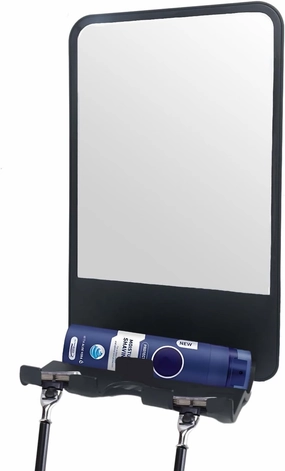 Shower Mirror for Shaving Fogless with Multifunctional Storage for Razor and Shaving Foam Canister,Adjustable Angle Mirror (Black)