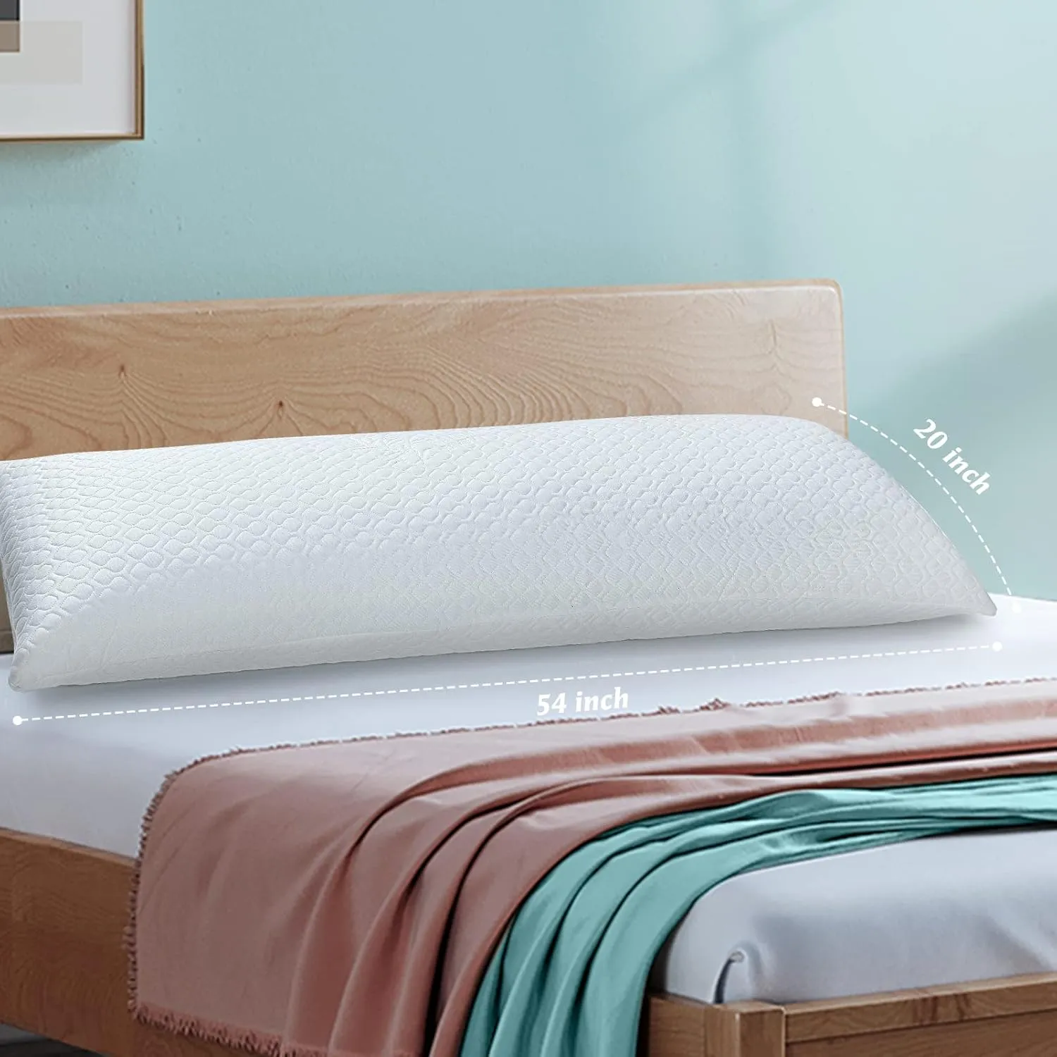 Shredded Memory Foam Full Body Pillow – Side Sleeper – Huggable Long Pillow for Body Relief – with Ultra Soft Cooling Cover, 20 x 54 inches