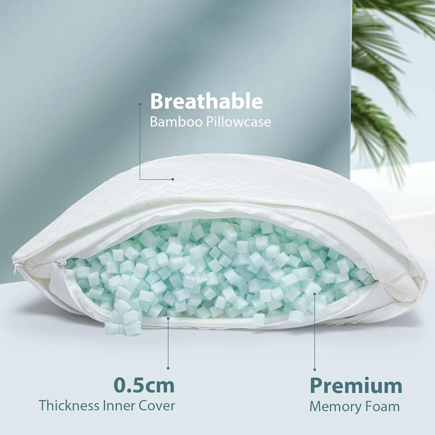 Shredded Memory Foam Full Body Pillow – Side Sleeper – Huggable Long Pillow for Body Relief – with Ultra Soft Cooling Cover, 20 x 54 inches