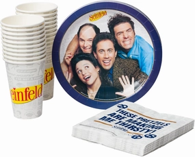 Silver Buffalo Seinfeld TV Series 60 Pack Partyware Disposable Paper Plates, Napkins, and Cups
