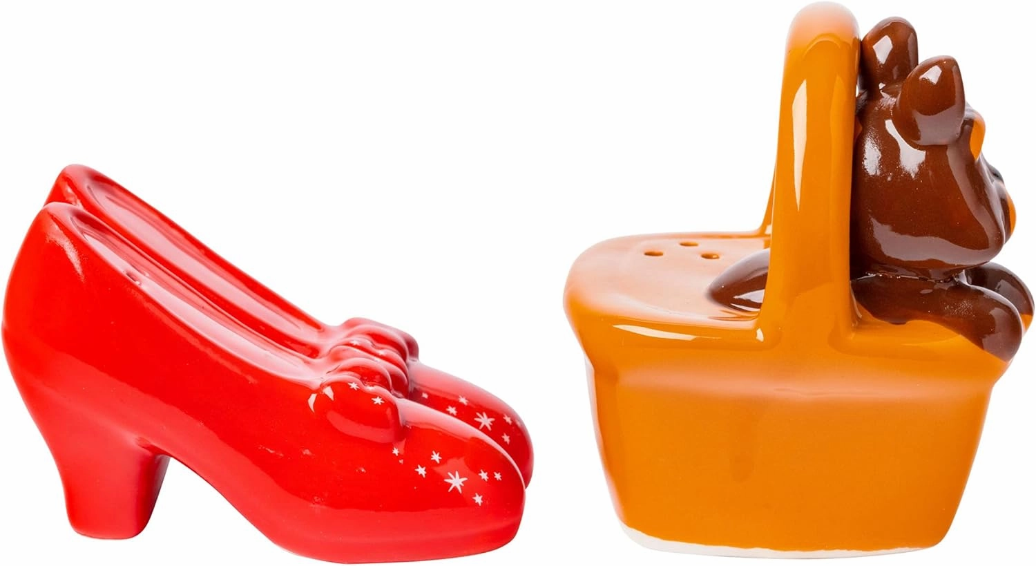 Silver Buffalo Wizard of Oz Ruby Slipper Toto 2pc Ceramic Salt and Pepper Shaker, Multicolor, Standard