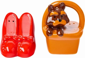 Silver Buffalo Wizard of Oz Ruby Slipper Toto 2pc Ceramic Salt and Pepper Shaker, Multicolor, Standard