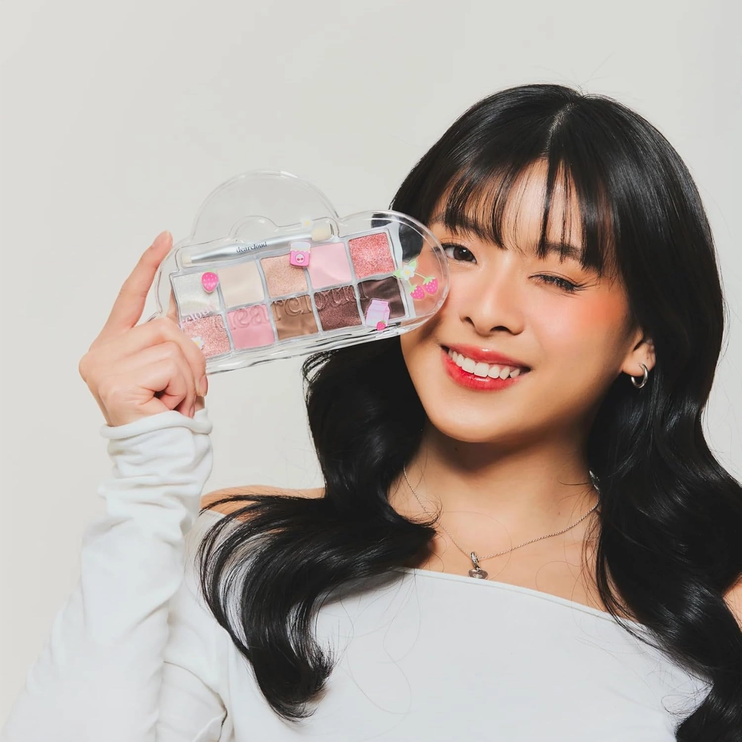 Sky/Shadow – Strawberry Garden – eye shadow palette makeup with 10 Ultra-Fine Pigments & Dual-Ended eyeshadow brush – Korean beauty eye makeup (Strawberry Garden)