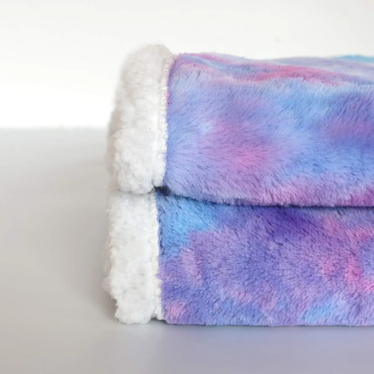 Sleepwish Cute Purple Tie Dye Fuzzy Blanket - Girls Boys Decorative Floor Sofa Couch Bed Throw Warm Cozy Super Soft Coverlet Long Shaggy Hair Faux Fur Sherpa Backing Plush Blue Pink 63 x 79 Inches