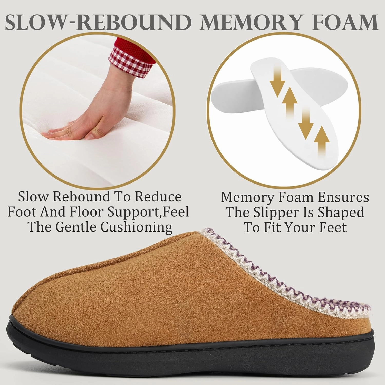 Slippers for Women Indoor and Outdoor,Anti-Slip Fluffy Warm Womens Slippers,Memory Foam House Slippers with Durable Rubber Sole