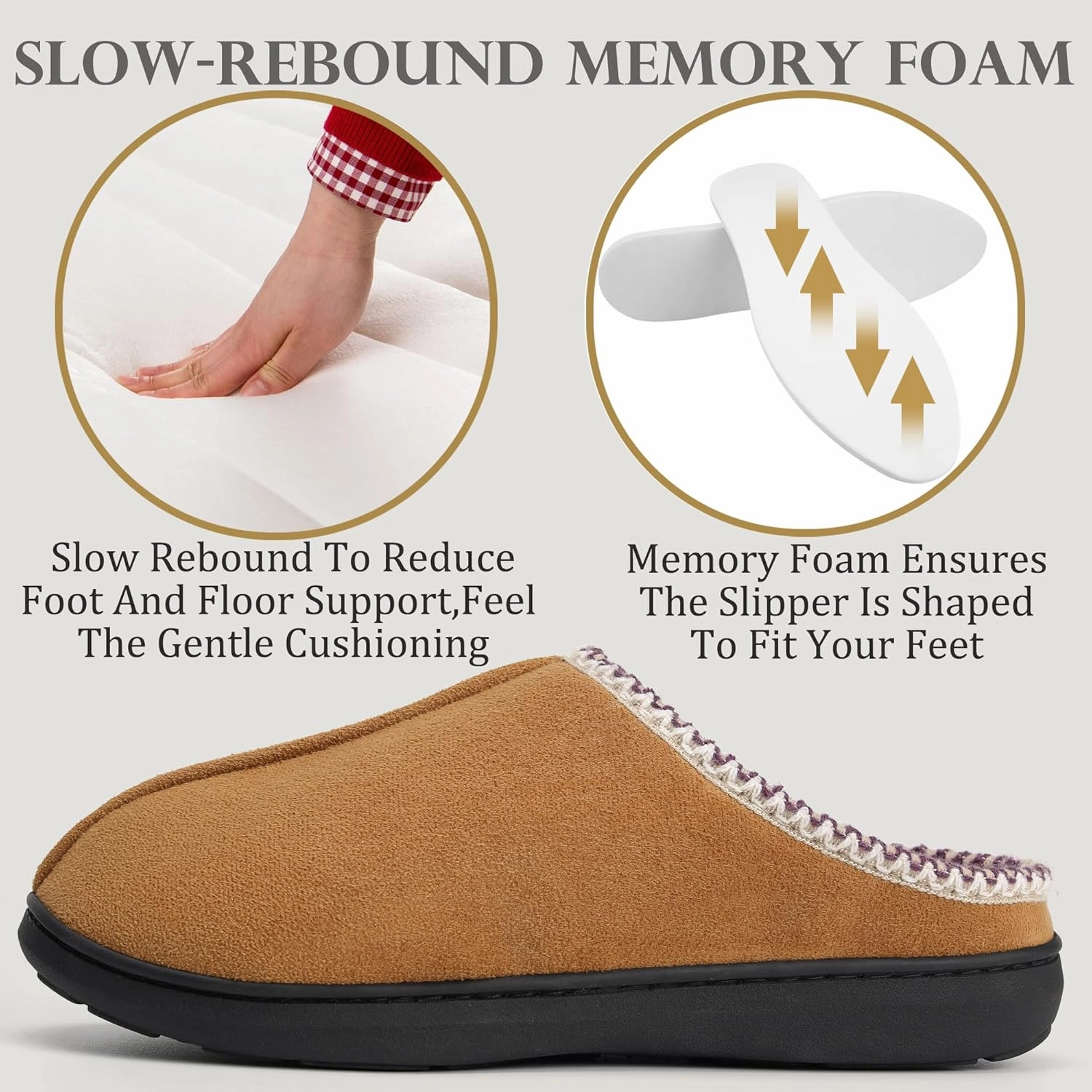 Slippers for Women Indoor and Outdoor,Anti-Slip Fluffy Warm Womens Slippers,Memory Foam House Slippers with Durable Rubber Sole