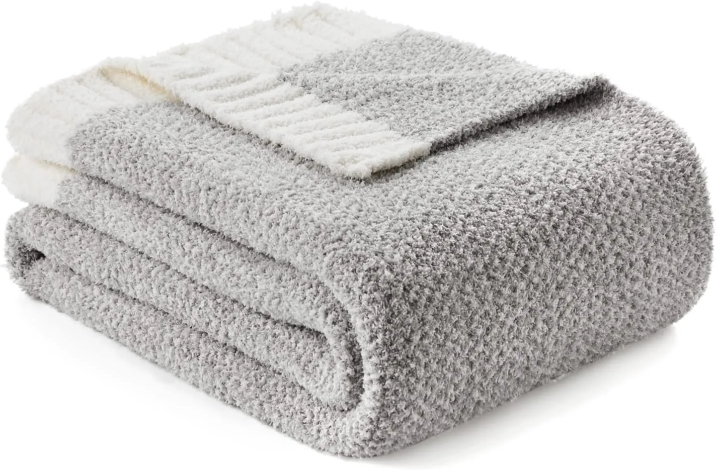 Snuggle Sac Heather Throw Blanket for Couch, Reversible Super Soft Blankets Warm Cozy Knit Fuzzy Plush Lightweight for Sofa, Bed, Camping, Picnic (Heather Grey, Throw(50"x 60"))