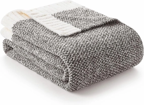 Snuggle Sac Grey Throw Blankets for Couch, Super Soft Warm Blankets Cozy Knit Fuzzy Plush Lightweight Throws for Sofa, Bed,Living Room, Dark Grey, 50x60 inches
