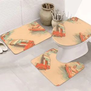 Soft and Comfortable Flannel Bathroom Non Slip Rugs,Super Absorbent Anti-Skid Carpet 3 Pieces/Set Poster Car