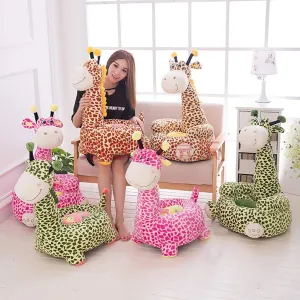 Soft Animal Sofa, Mini Floor Chair, Theme Giraffe for 1-5 Years Old Children Beanbag 50×45×85cm (Color : Yellow)