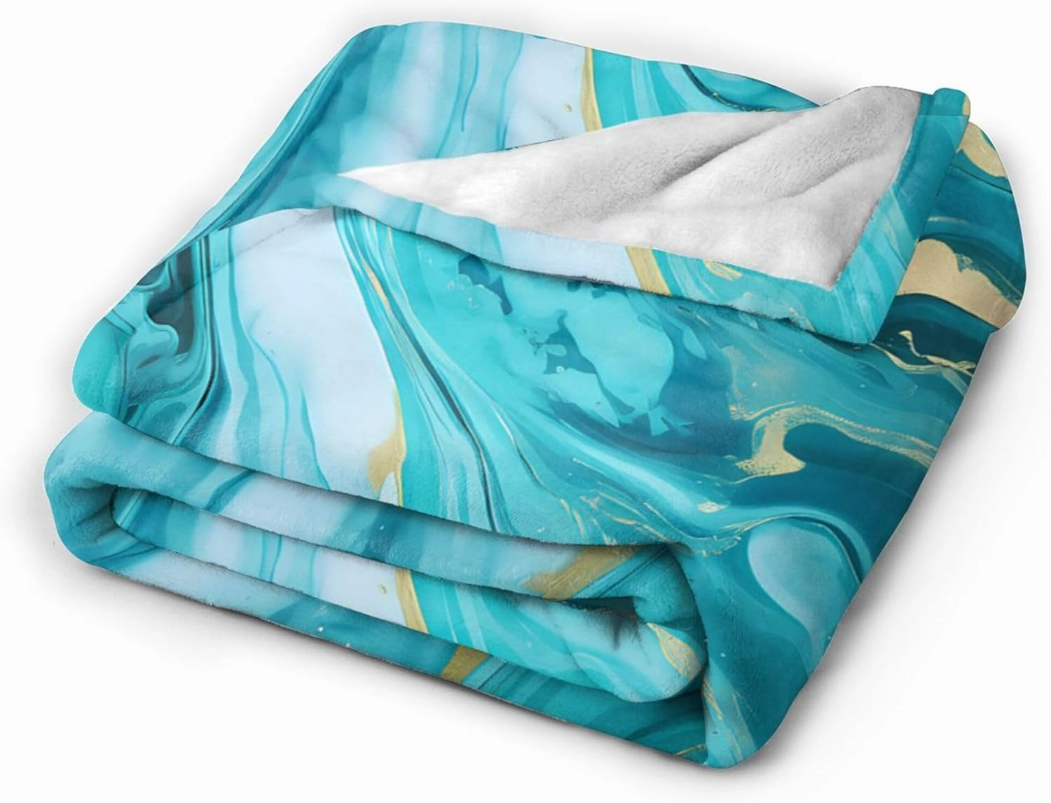 Soft Warm Throw Blanket for Couch Living Room Abstract Teal and Blue Marble Print Cozy Fuzzy Throw Blanket for Sofa Bed Blanket 80"x60"