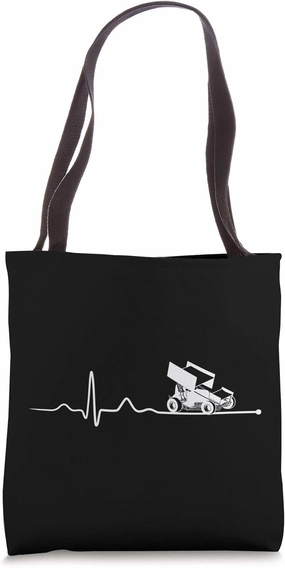 SPRINT CAR RACING: Sprint Car Racing Heartbeat Tote Bag
