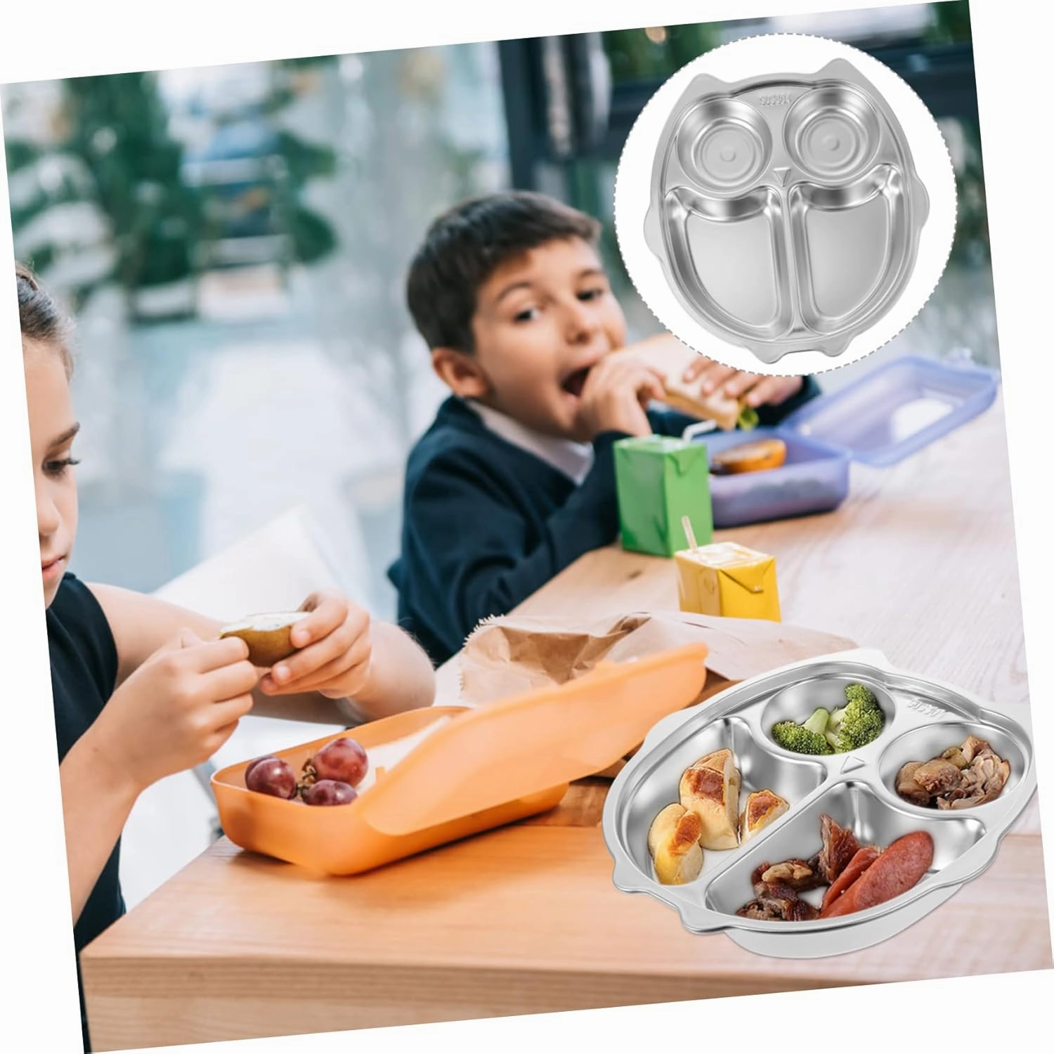 Stainless Steel Divided Dinner Tray Food-grade Compartment Plate for Balanced Meals Reusable School Canteen Dish Easy to Clean Dishwasher Safe for Lunch and Snacks