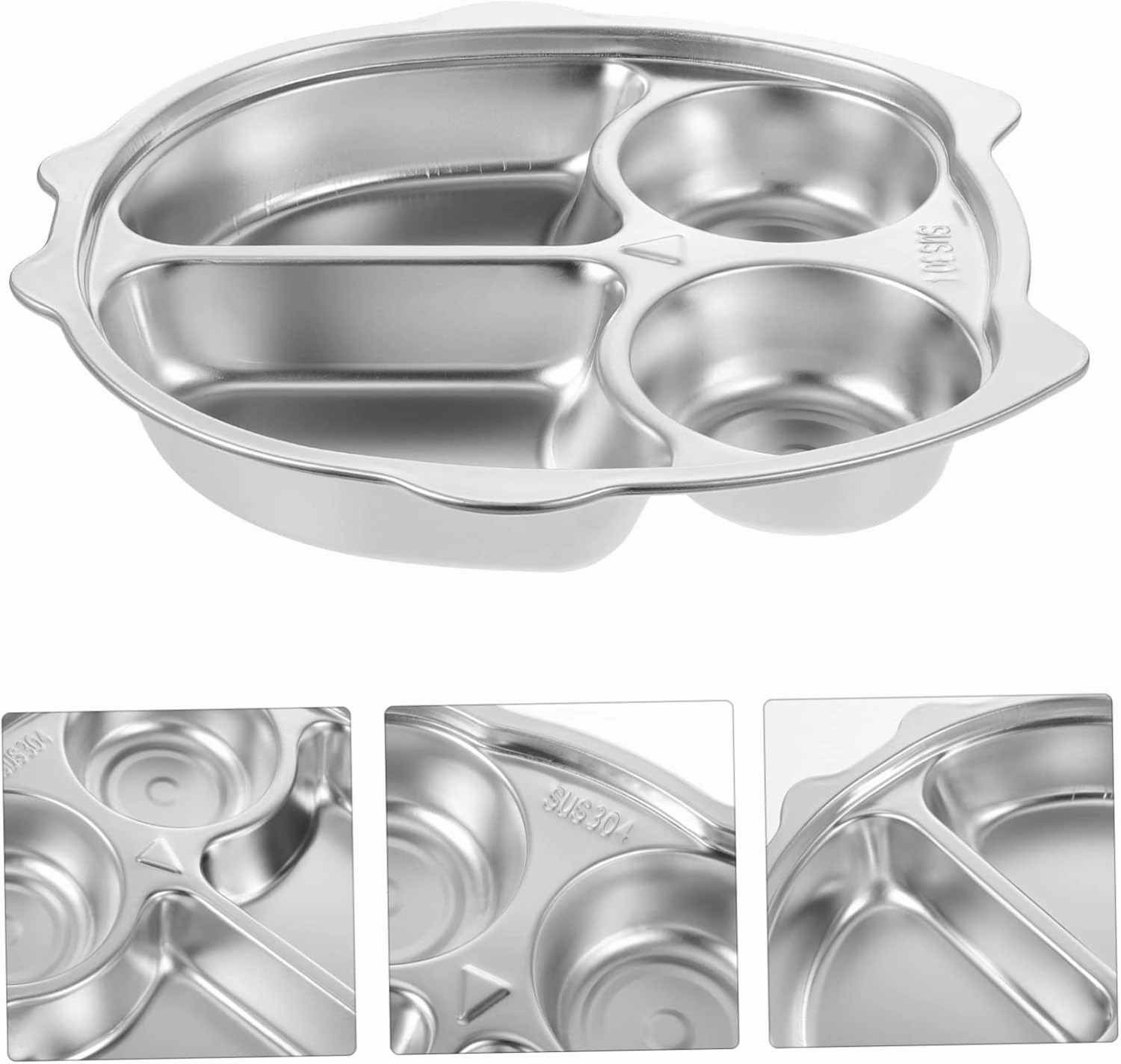 Stainless Steel Divided Dinner Tray Food-grade Compartment Plate for Balanced Meals Reusable School Canteen Dish Easy to Clean Dishwasher Safe for Lunch and Snacks