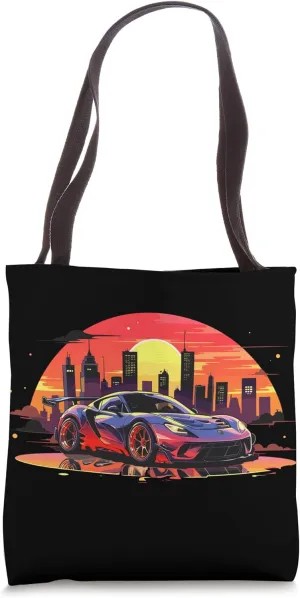 Supercar Sports Car Concept City Skyscraper Skyline Vintage Tote Bag
