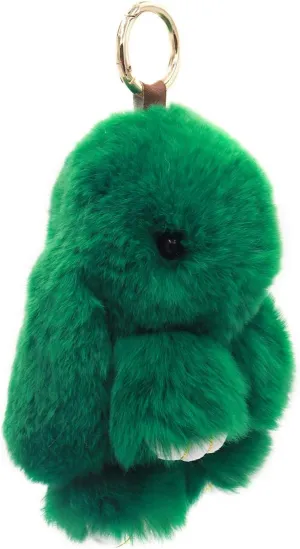 surell Real Rex Rabbit Fur Bunny Keychain - Fluffy Bag Charm - Cute Plush Purse Key Fob Accessory