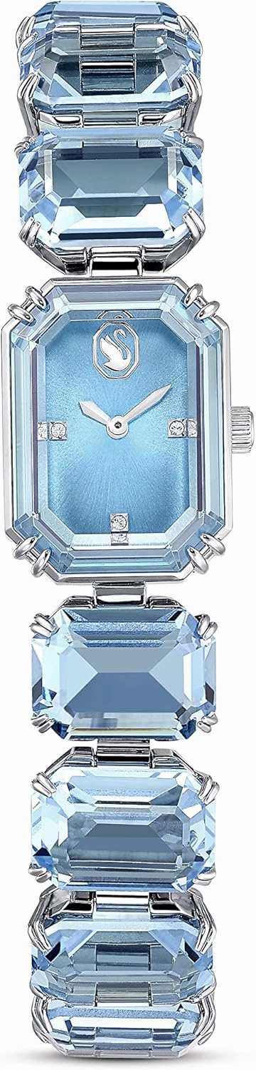 Swarovski Millenia Watch, Blue Octagon Cut Crystals, Sapphire Glass Centrepiece, and Stainless Steel Accents, Part of The Millenia Collection