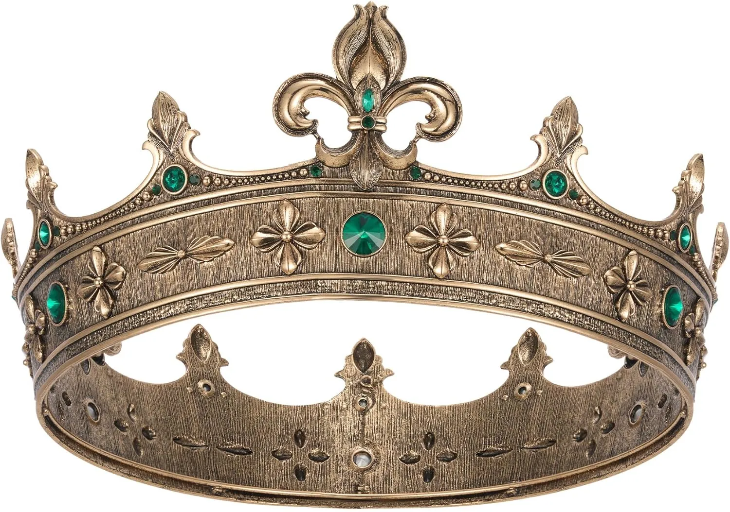 SWEETV Fleur-de-lis King Crown for Men, Royal Prince Tiara Headwear for Medieval, Royalcore,Knight,Viking,Halloween Costume