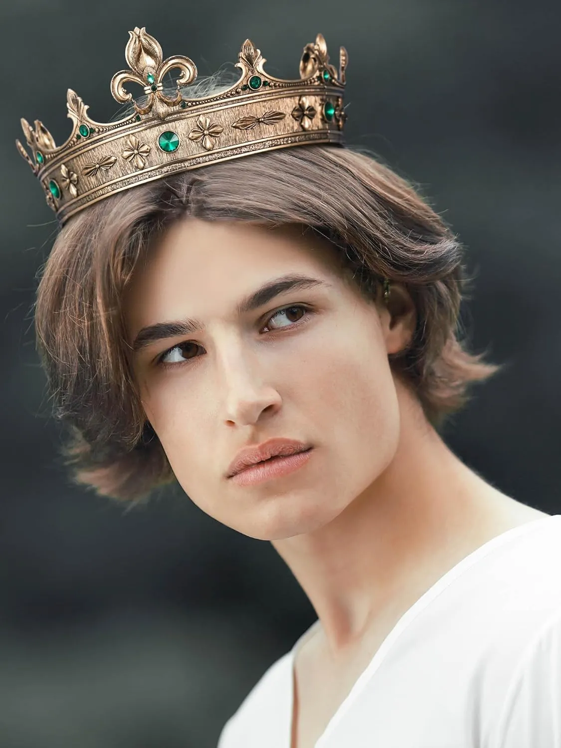 SWEETV Fleur-de-lis King Crown for Men, Royal Prince Tiara Headwear for Medieval, Royalcore,Knight,Viking,Halloween Costume