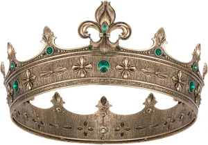 SWEETV Fleur-de-lis King Crown for Men, Royal Prince Tiara Headwear for Medieval, Royalcore,Knight,Viking,Halloween Costume