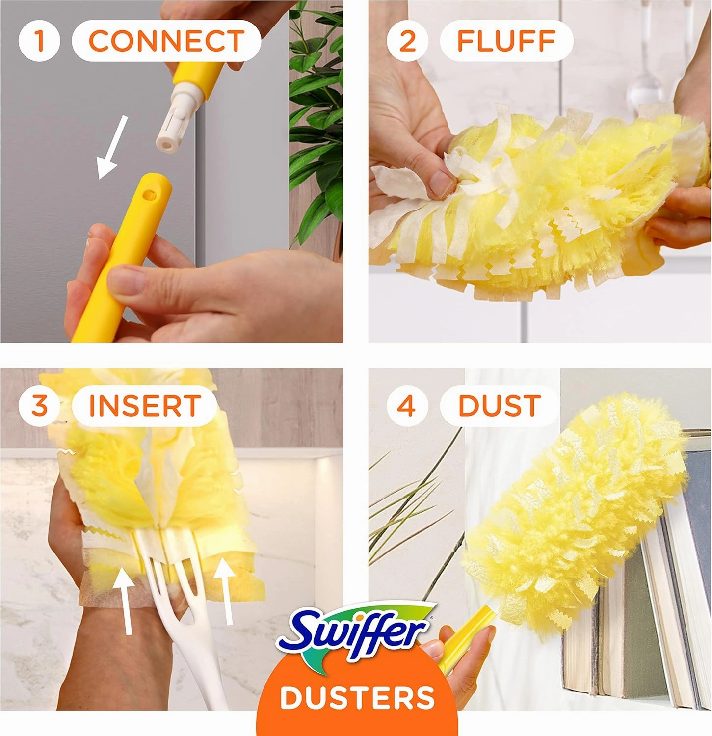 Swiffer Dusters Refill for Cleaning, Feather & Microfiber Duster Disposable Alternative, For Dusting Furniture, Blinds, Ceiling Fans, Walls, Helps Remove Allergens, Heavy Duty, Unscented, 11ct
