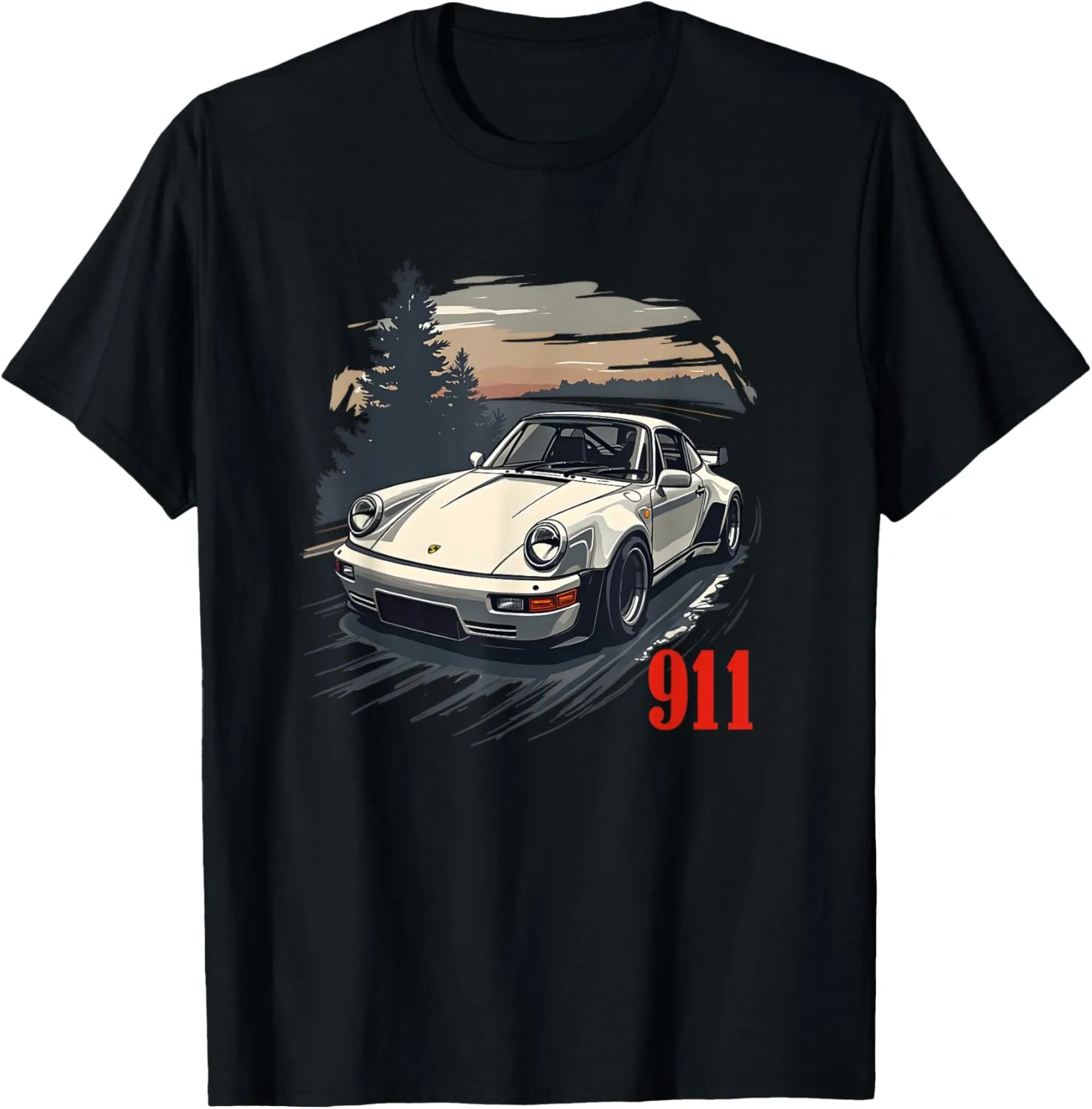 T-Shirt - Unisex Adults & Kids - Black - Small - Short Sleeve - Cotton Polyester Blend - Car-Themed Cartoon - T-Shirt