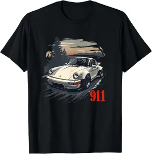 T-Shirt - Unisex Adults & Kids - Black - Small - Short Sleeve - Cotton Polyester Blend - Car-Themed Cartoon - T-Shirt