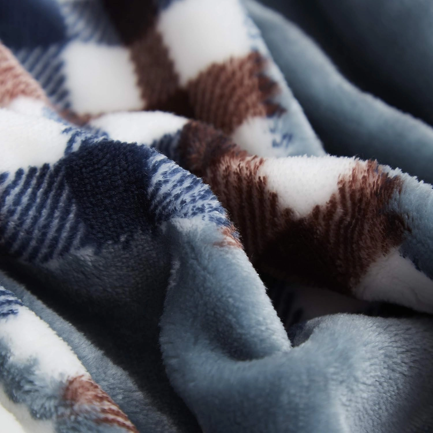 Tache Blue Lake Farmhouse Super Soft Micro Fleece Plaid Patchwork Plush Lightweight Dual-Sided Decorative Couch, Sofa, Travel, Lap, Bed Throw Blanket, 90x90, Full/Queen Size
