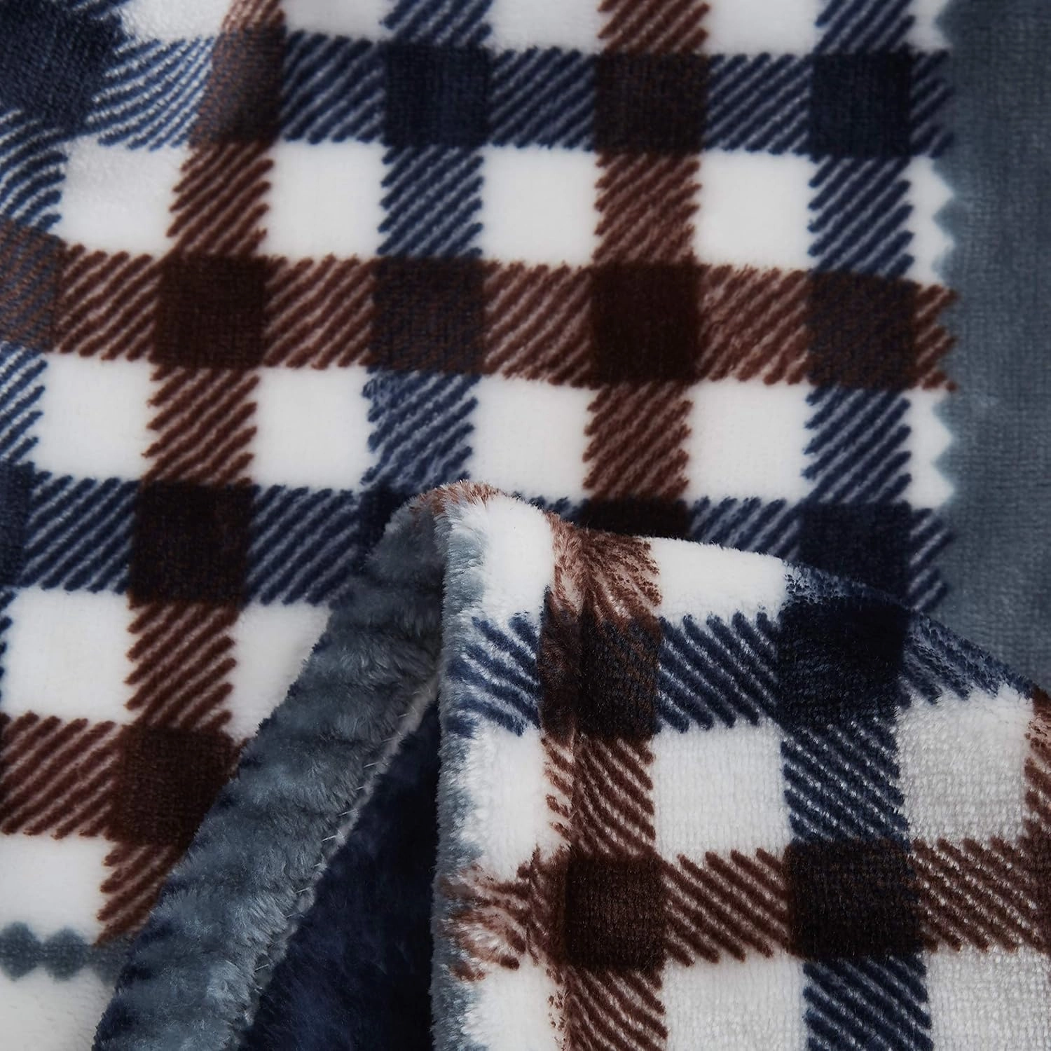 Tache Blue Lake Farmhouse Super Soft Micro Fleece Plaid Patchwork Plush Lightweight Dual-Sided Decorative Couch, Sofa, Travel, Lap, Bed Throw Blanket, 90x90, Full/Queen Size