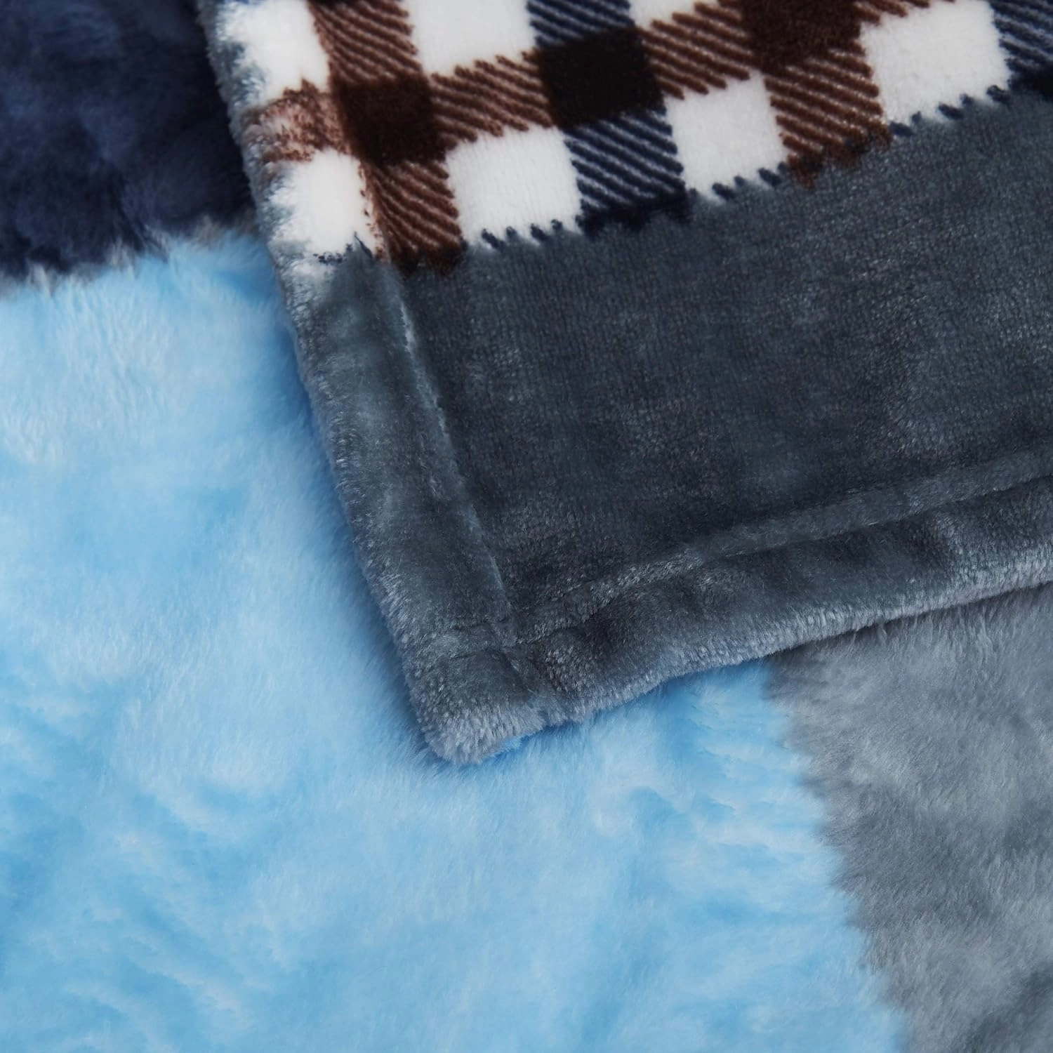 Tache Blue Lake Farmhouse Super Soft Micro Fleece Plaid Patchwork Plush Lightweight Dual-Sided Decorative Couch, Sofa, Travel, Lap, Bed Throw Blanket, 90x90, Full/Queen Size