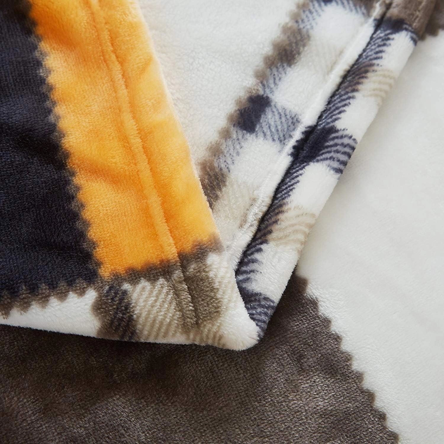 Tache Fall Orange Farmhouse Super Soft Micro Fleece Plaid Patchwork Plush Lightweight Dual-Sided Decorative Couch, Sofa, Travel, Lap, Bed Throw Blanket, 90x90, Full/Queen Size