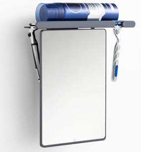 TAILI Shower Mirror Fogless for Shaving with Razor Holder, Anti-Fog with Powerful Suction for Bathroom,Makeup Shave Mirror Wall Mounted for Men & Women, Shatterproof & Removable,Grey