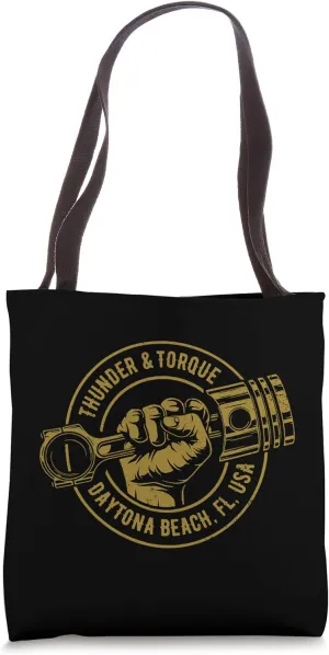 Thunder and Torque Daytona Beach FL Fist with Piston Design Tote Bag