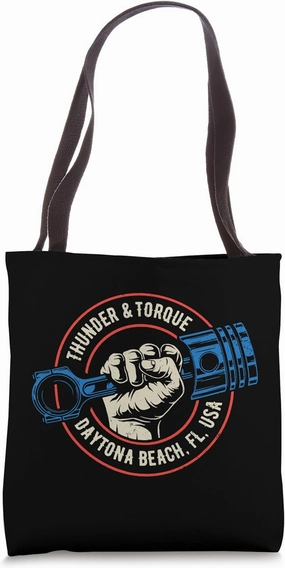 Thunder and Torque Daytona Beach FL Fist with Piston Design Tote Bag