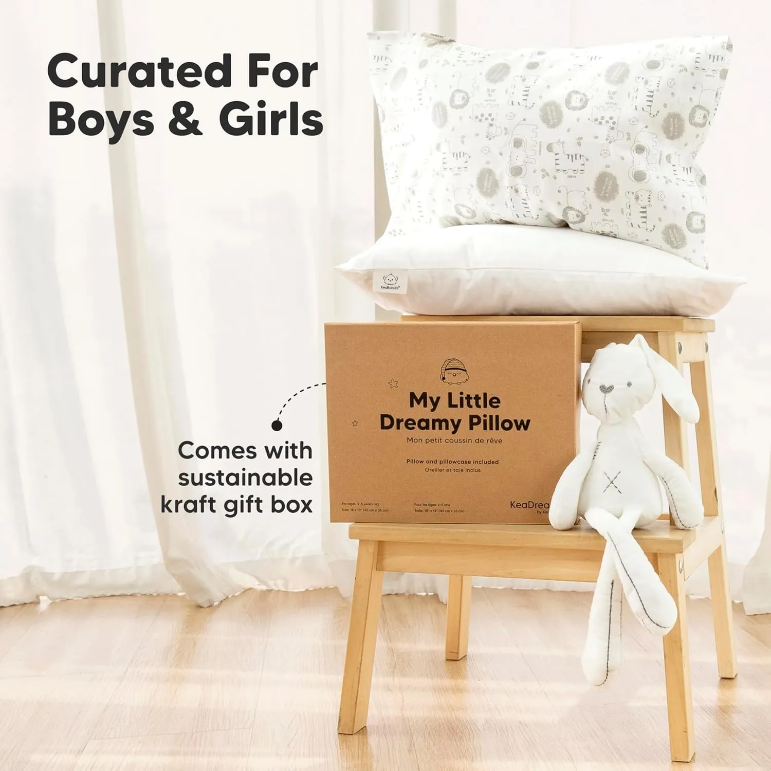 Toddler Pillow with Pillowcase - 13x18 My Little Dreamy Kids Travel Bed Pillows for Sleeping, Organic Cotton Small Pillowcase, Soft & Breathable, Machine Washable, Toddlers 2-5 Years Old (Aircraft)