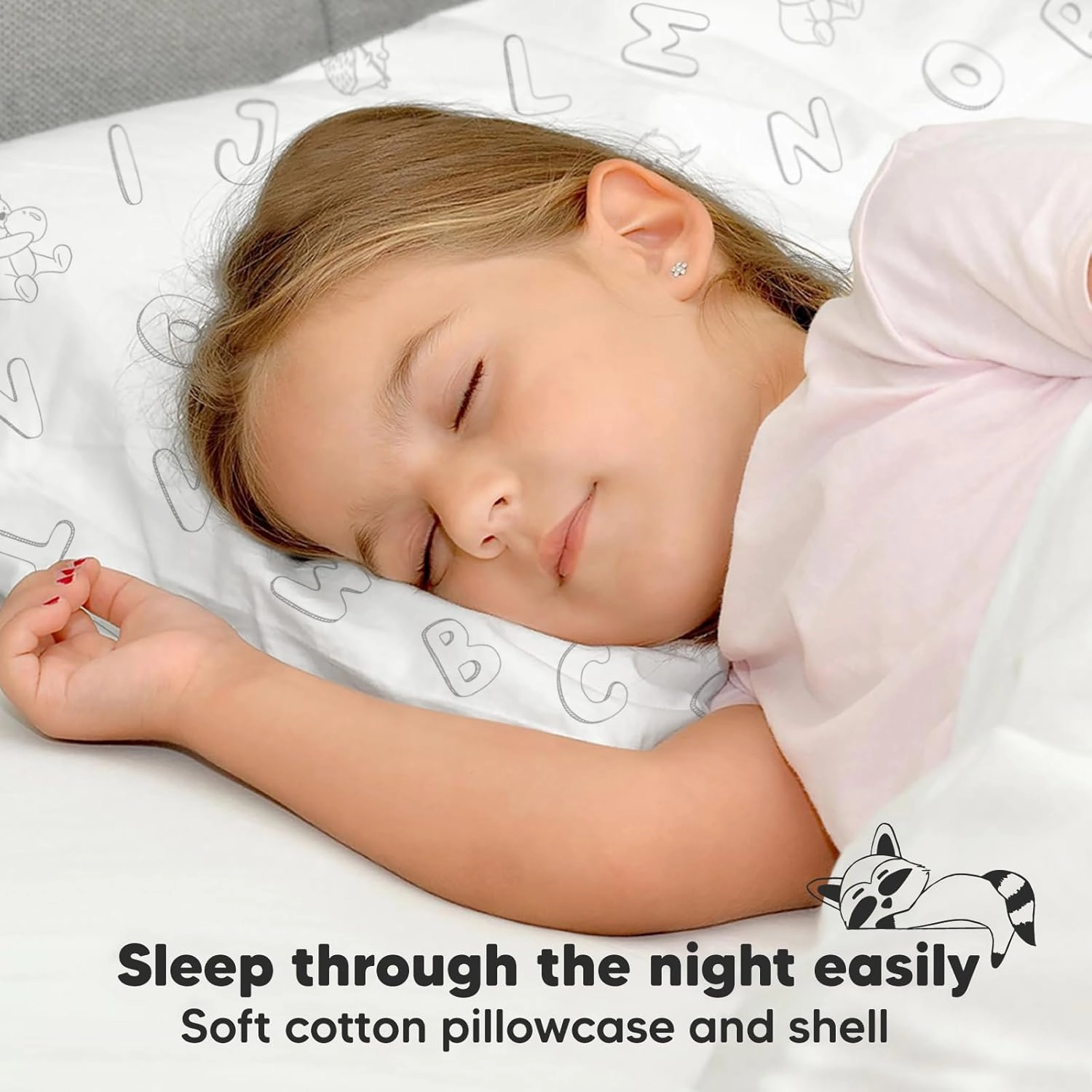 Toddler Pillow with Pillowcase - 13x18 My Little Dreamy Kids Travel Bed Pillows for Sleeping, Organic Cotton Small Pillowcase, Soft & Breathable, Machine Washable, Toddlers 2-5 Years Old (ABC Land)